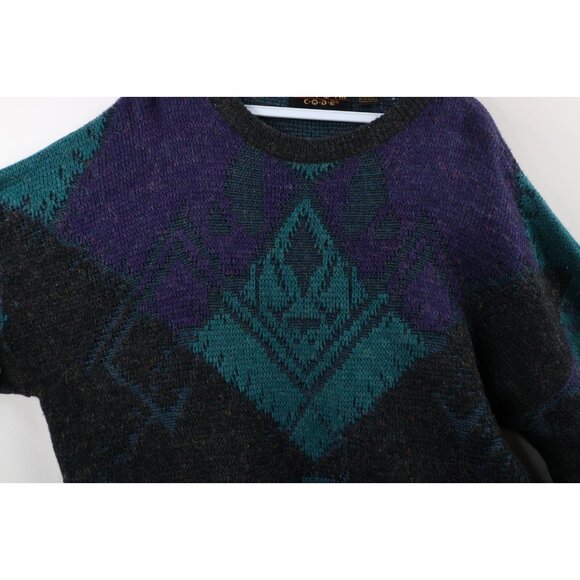 Vintage 90s Coogi Style Mens XL Ed Bassmaster Geometric Wool Blend Knit Sweater - Picture 4 of 13